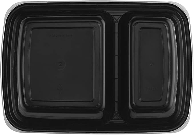 TIYA Takeout Food Containers - 32 oz Bulk 150 Pack with Lids - Plastic Compartment To-Go Boxes - Reusable, Microwavable, Dishwasher Safe - Leak-Proof for Restaurants & Meal Prep - BPA-Free