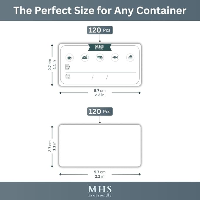 MHSEcoFriendly® Strong Freezer Labels 240 PCS - 120 Pre-Printed & 120 Blank Labels, Easy Peel-Off for Food Bags, Jars, Containers & Spice Pantry, 2 x 1 inch