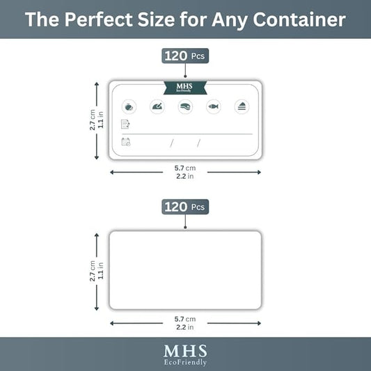 MHSEcoFriendly® Strong Freezer Labels 240 PCS - 120 Pre-Printed & 120 Blank Labels, Easy Peel-Off for Food Bags, Jars, Containers & Spice Pantry, 2 x 1 inch