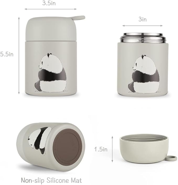 Funkrin 16oz Insulated Food Jar with Folding Spoon,Stainless Steel Lunch Bento Box for Kids Adults, Vacuum Leak Proof Soup Container for Hot & Cold Food