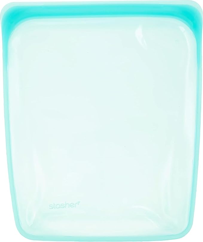 Stasher Premium Silicone Reusable Food Storage Half Gallon Bag, Aqua, Microwave, Sous Vide, Dishwasher, Oven and Freezer Safe, BPA Free, Leak-free, Eco-friendly, 64 Oz