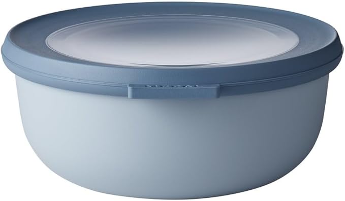 MEPAL, Cirqula Multi Food Storage and Serving Bowl with Lid, Food Prep Container, Shallow, Nordic Blue, 0.8 Quart (750 milliliters, 25 ounces), 1 Count
