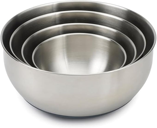 Joseph Joseph Prep&Store- Stainless Steel Mixing Nest Bowls with Lids, 8 piece Metal Bowl food Storage Set, Stainless Steel