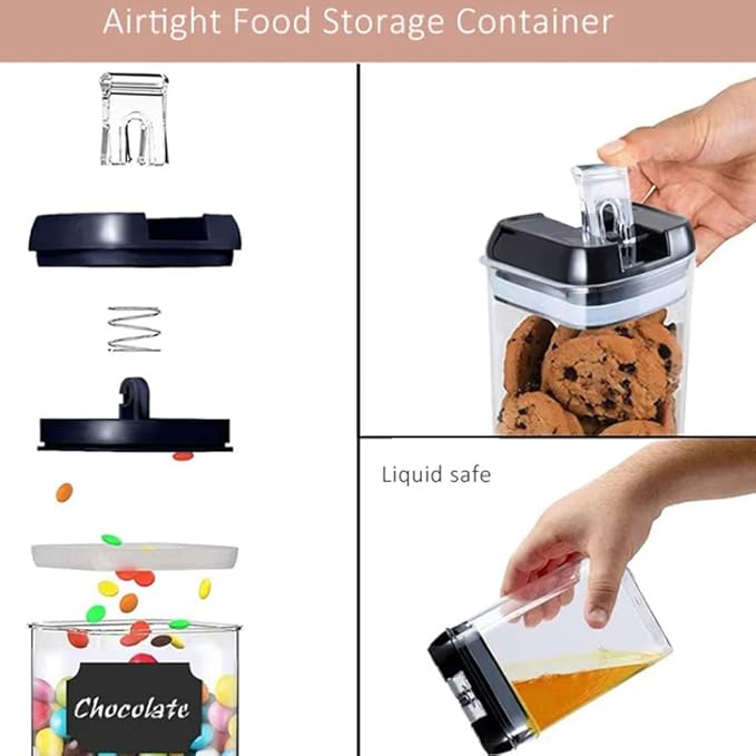 Airtight Food Storage Containers Set for Kitchen Organization - 7 PC - Pantry Organization and Storage 100% Airtight for Cereal, Rice & Flour,Labels & Marker