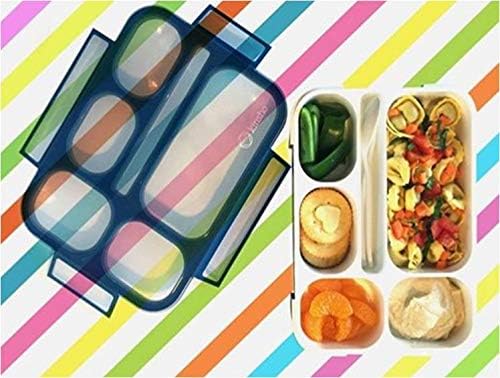 kinsho Bento Lunch Box Kids, Leakproof Lunch Containers for Boys Girls Adults with 6 Compartments - School, Daycare, Meal Planning Portion Control Container, BPA-Free Boxes, Utensils, Navy Blue