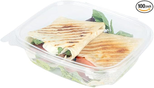 Restaurantware Thermo Tek 24 Ounce Deli Food Containers 100 Anti-Fog Hinged Lid Containers - Freezable Rectangle Clear Plastic To Go Food Containers Disposable