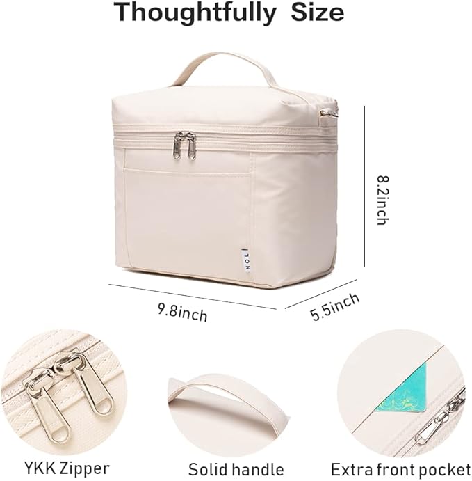 NOL Natural Organic Lifestyle Insulated Lunch Bags for Women Cooler Bag Lightweight Nylon Waterproof Lunch Box For Work（Medium, Cream