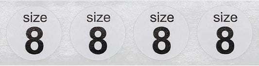 Shoe Size 8 White Stickers - 3/4 Inch Round, 500 Semi-Gloss Adhesive Labels Per Roll for Retail, Footwear Inventory, and Organization - Made in The USA