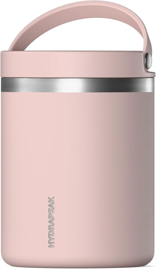 Hydrapeak 32oz Stainless Steel Vacuum Insulated Thermos Food Jar | Thermos for Hot Food and Cold Food, Wide Mouth Leak-Proof Soup Thermos for Adults, 10 Hours Hot and 16 Hours Cold (Blossom Pink)