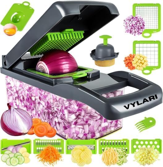 Vegetables Chopper, Versatile Vegetable Chopper, Efficient Slap Food Chopper with Container, Durable Vegetable Grater and Fry Cutter Potatoes