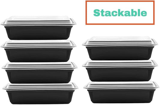 Meal Prep Containers 38oz Plastic Take Out Container with Lids, 1 Compartment, BPA Free, Leak-Proof, Stackable, Microwave Safe, Food Storage Containers for Lunch, Salad, Bento Box (50 Pack)