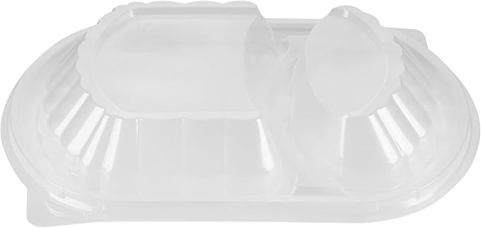 RW Base 28 Ounce Meal Prep Containers, 100 Microwavable To Go Containers With Lids - 2 Compartments, Disposable, Black Plastic Oval Food Containers, For Hot And Cold Food, Freezable - Restaurantware