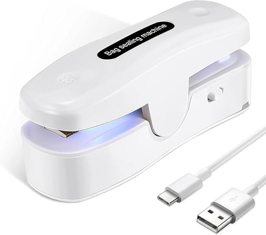 2 In 1 Mini Bag Sealer with Cutter, Rechargeable Heat Sealer, Portable Snack Bag Sealer for Plastic Bag Food Storage