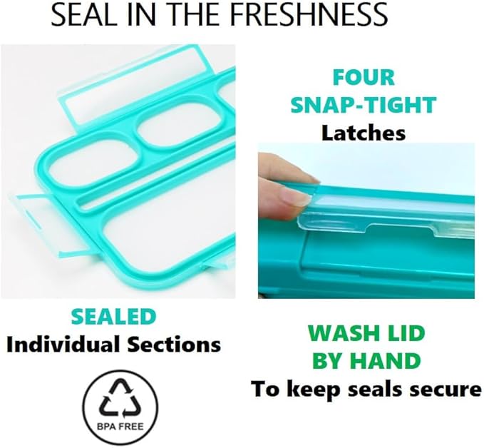 kinsho Bento Lunch Box with 9 Accessories for Kids, Snack Container Set with Food Picks, Silicone Cups, Steel Metal Vegetable Cutter and Utensils.Leakproof Set, BPA Free for Boys Girls Toddlers, Blue