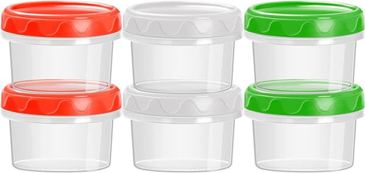 4oz Plastic Containers with Lids Reusable Dishwasher Freezer Safe Airtight, 6-Pack