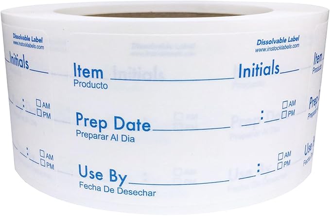 Dissolvable Food Rotation Labels for Food Storage Use by Shelf Life Preparation 2 x 3 Inch 500 Adhesive Stickers for Organization, Food Rotation, Meal Prep Stickers Dissolve in Water