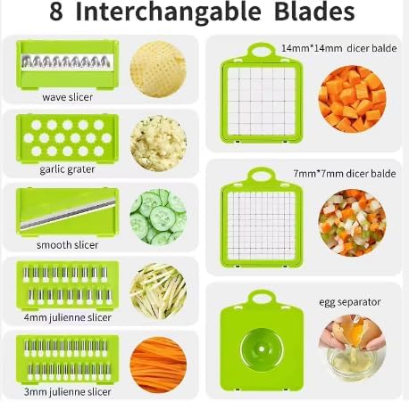 16-in-1 Vegetable Chopper with Container, Cheese Grater, Onion Dicers, Mandoline Slicer for Kitchen, Home Essentials & Kitchen Gadgets