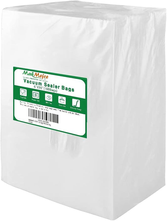 100 Pint Size 6x10Inch Vacuum Freezer Sealer Bags for Food, BPA Free, Heavy Duty Commercial Grade, Sous Vide Vaccume Safe,Vaccume Seal Pre-Cut Bag