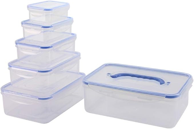 Nicole Home Collection Food Storage Plastic Containers with Locking Lids, Leak Proof, Airtight, Nested, Set Of 6 BPA Free Dishwasher and Freezer Safe