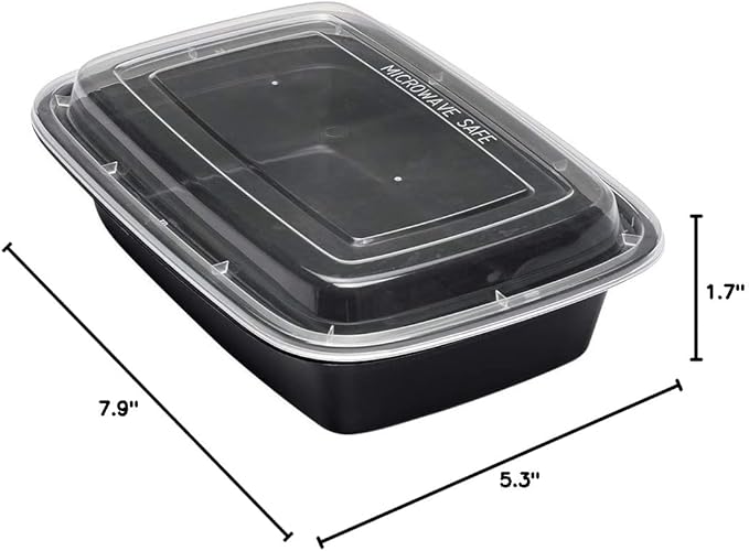 Asporto 24 Ounce Take Out Containers, 100 Food Containers With Lids - Microwavable, Disposable, Black Plastic To Go Food Containers, No BPA, For Take Out And Delivery - Restaurantware