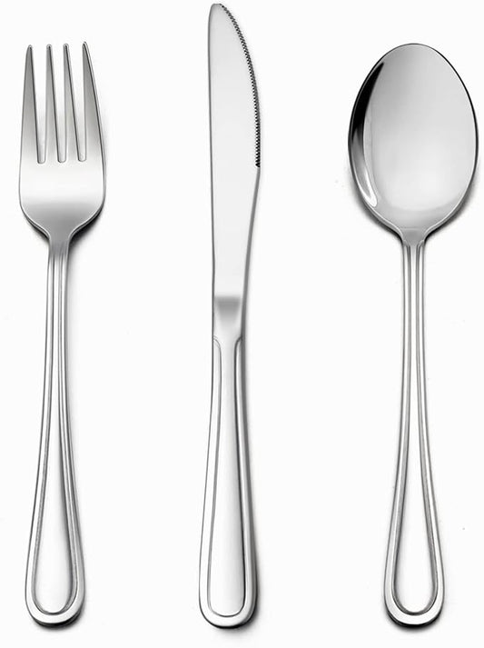 TeamFar Toddler Utensils, 12 PCS Stainless Steel Toddler Silverware Small Kids Cutlery Set for Home School Travel Use, with Line Patterned Edge, Child Safe & Non Toxic, Dishwasher Safe