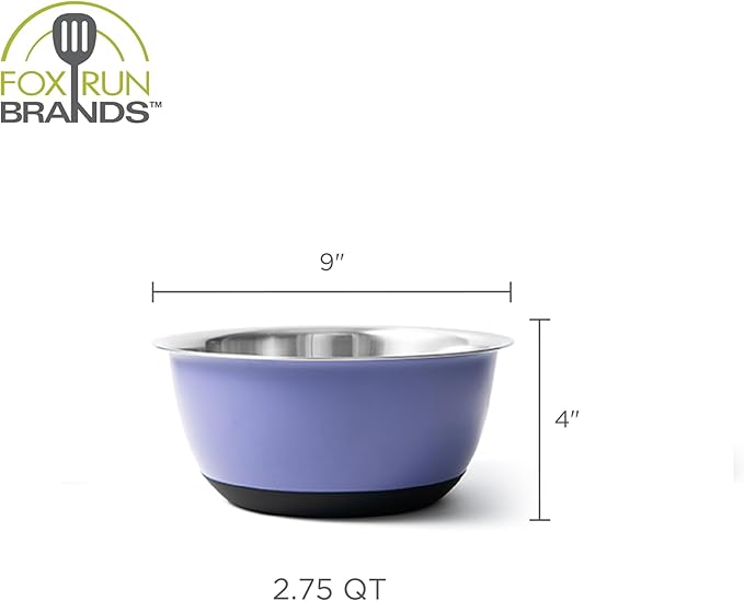 Fox Run Stainless Steel Mixing Bowl, Purple, 2.75 Quart