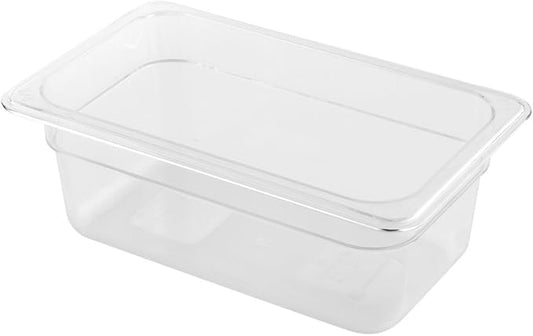 Restaurantware Met Lux 4 Inch Deep Food Pans 1 1/4 Size Commercial Food Storage Container - Freezer-Safe Break-Resistant Clear Plastic Cold Pans Dishwasher-Safe For Kitchens Restaurants Or Cafeterias