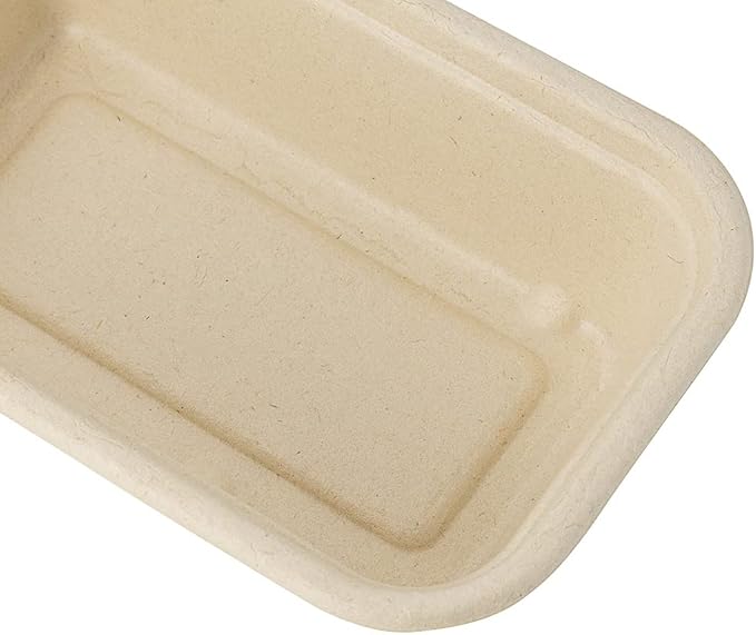 Restaurantware Pulp Tek 9.2 x 3.8 x 1.8 Inch Takeaway Food Boxes 100 Microwavable Take Out Containers - Lids Sold Separately Freezable Bagasse Catering Food Containers 2 Compartments 17 Ounces