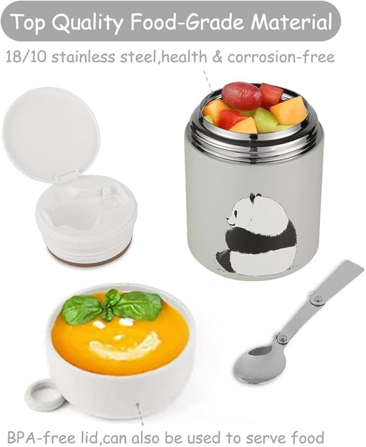 Funkrin 16oz Insulated Food Jar with Folding Spoon,Stainless Steel Lunch Bento Box for Kids Adults, Vacuum Leak Proof Soup Container for Hot & Cold Food