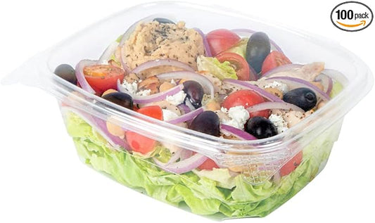 Restaurantware Thermo Tek 32 Ounce Deli Food Containers 100 Anti-Fog Hinged Lid Containers - Freezable Rectangle Clear Plastic To Go Food Containers Disposable