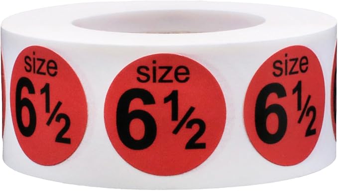 Shoe Size 6 1/2 Red Stickers for Retail Clothing – 3/4 Inch Round, 500 Semi-Gloss Adhesive Labels Per Roll for Footwear Inventory, Organization, and Display – Made in The USA