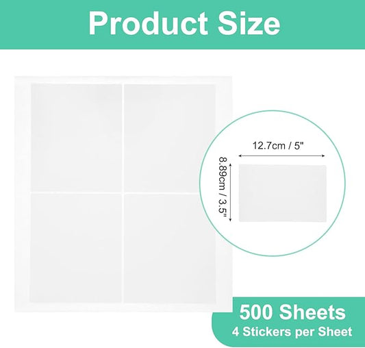 MECCANIXITY 500 Sheets Barcode Label 5 x 3.5 inch Printable Laser and Inkjet Labels Address Labels for Copier Mailing Shipping Labels File Folders Envelopes, 4 Per Page, 2000 Labels