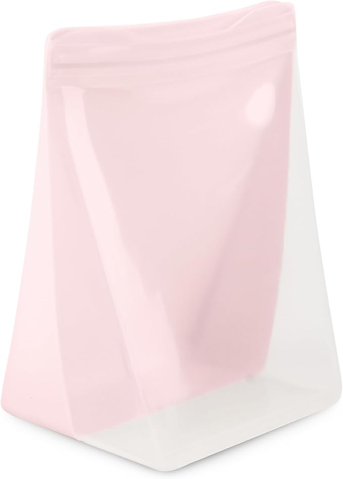 W&P Porter Silicone Reusable Storage Bag, Sandwich (36oz Stand-Up), Blush, Food Storage Container, Microwave and Dishwasher Safe, Easy Cleaning