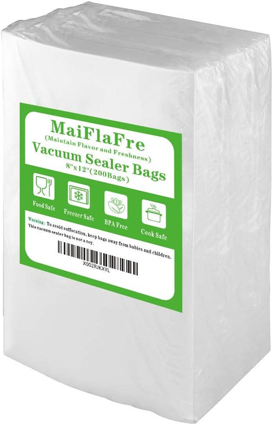 200 Quart 8X12 Vacuum Sealer Bags with Commercial Grade, BPA Free, Heavy Duty.Vacuum Sealer Freezer Bags Compatible with Any Types Vacuum Sealer