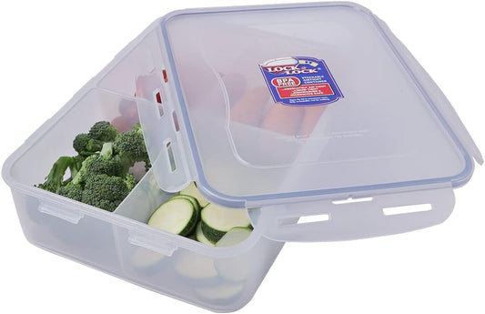 LOCK & LOCK Rectangular Food Container with Divider, Short, 16.2-Cup, 131-Fluid Ounces