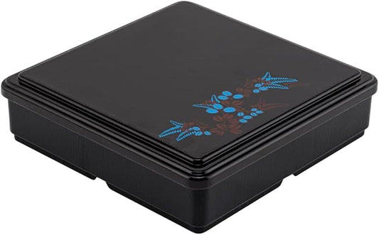 Restaurantware-8.3 x 2.2 Inch Compartment Lunch Container, 1 Japanese Style Adult Lunch Container - With 5 Compartments, Greaseproof, Black & Red Plastic Divided Lunch Box, For Hot & Cold Food