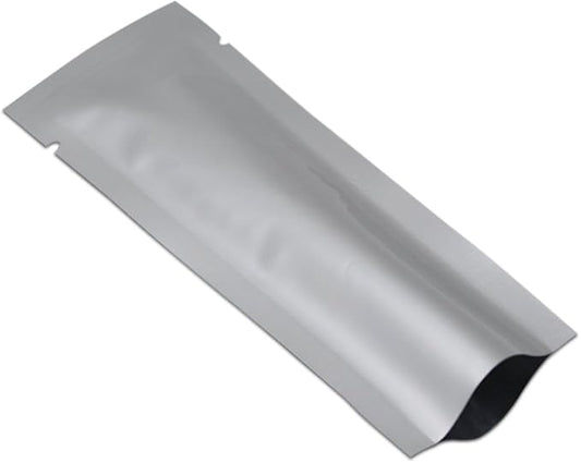 PABCK 200 Pieces 1.57x5.51 inch (Inside Size 1.17x5.11 inch) Coffee Food Storage Heat Seal Pure Mylar Foil Bag Vacuum Pouch for Sample Packaging