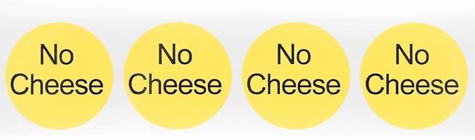 No Cheese Deli Labels 1 Inch 500 Total Adhesive Labels