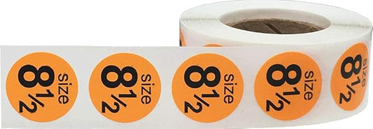 Shoe Size 8 1/2 Orange Stickers for Retail Clothing – 3/4 Inch Round, 500 Semi-Gloss Adhesive Labels Per Roll for Footwear Inventory, Organization, and Display – Made in The USA