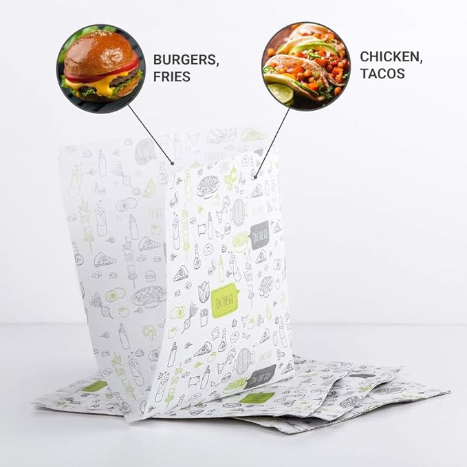 (Pack of 400) Craft Pack Paper Party Merchandise 6.69"" x 6.69"" (17 x 17 cm) White Sack Bags Lunch Storage Container Food For Burgers, Fries
