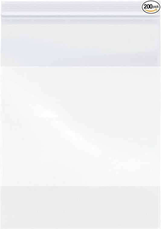 Plymor 9" x 12" (Pack of 200), 4 Mil with White-Block Heavy Duty Zipper Reclosable Plastic Bags