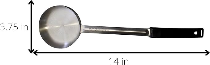 6 Ounce Solid Stainless Steel Portion Control Ladle Spoon for Measuring and Serving; Commercial Grade Serving Scoops [Pack of 2]