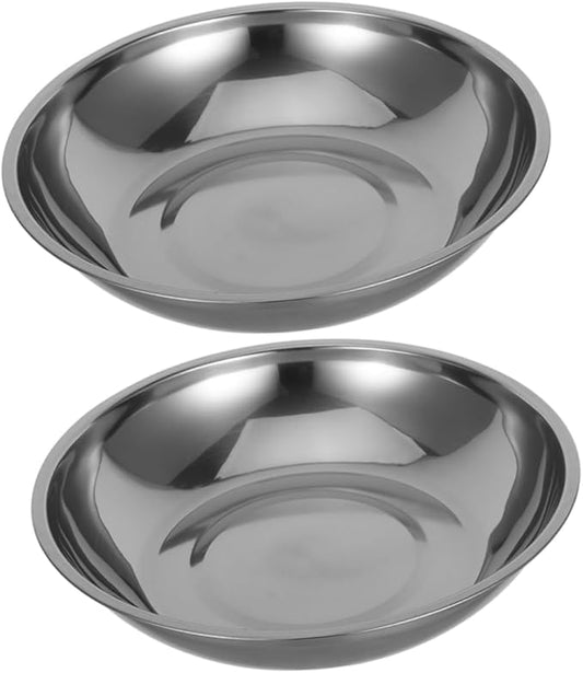 STOBAZA 2pcs Stainless Steel Food Scale Bowl Electronic Scale Tray Digital Scale Weighing Boat for Cooking Baking Kitchen Laboratory Supplies 25cm