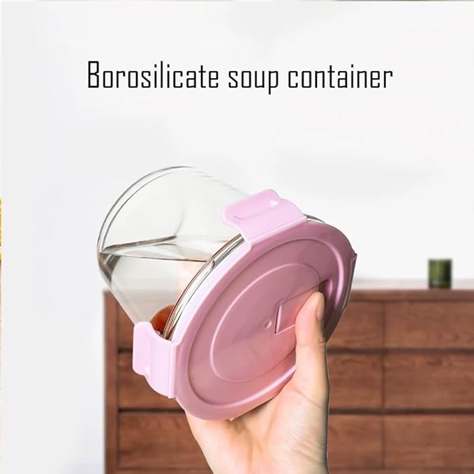 4 Pack Round Glass Soup Storage Set, 3 Cup Food Containers With Airtight Lids for Leftovers, BPA-Free, Microwave, Freezer and Dishwasher Safe