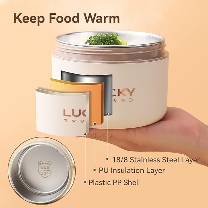 Portable Insulated Lunch Containers, Stainless Steel Bento Box Adult Lunch Box with Insulated Lunch Bag, 4 Separate Stackable Lunch Container for Adult, White…