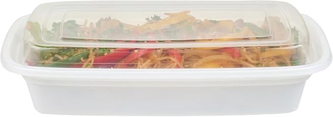 Restaurantware Asporto 24 Ounce Take Out Containers, 50 Food Containers With Lids - Microwavable, Disposable, Black Plastic To Go Food Containers, No BPA, For Take Out And Delivery
