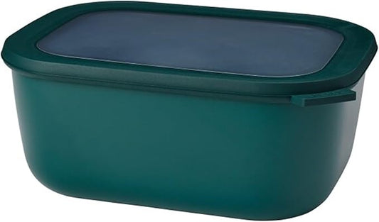 Mepal Cirqula 3000ml / 101oz Circular Rectangular Multi Food Storage & Serving Container with Transparent Lids | Perfect for Food Prep | Microwave & Dishwasher Safe | Nordic Pine | Made in Holland