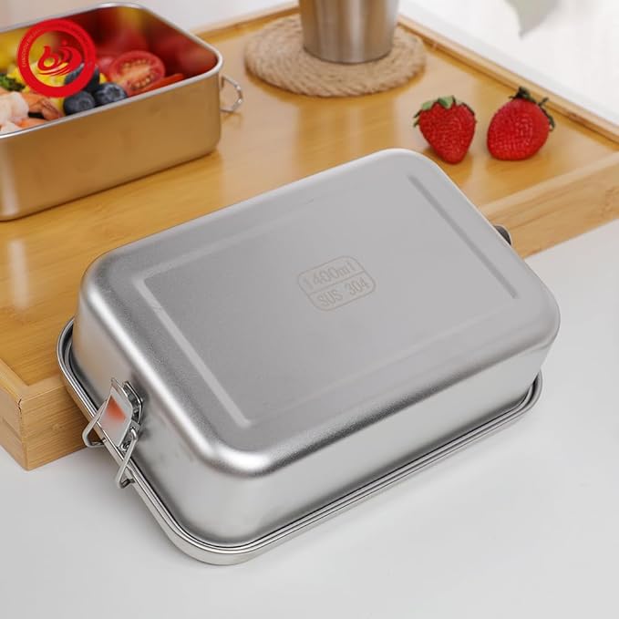 3-Pack 850ml (28.7 oz) Stainless Steel Bento Lunch Box Containers with Lids - Waterproof Metal Food Storage - Snack Prep Trays and Tiffin Carriers