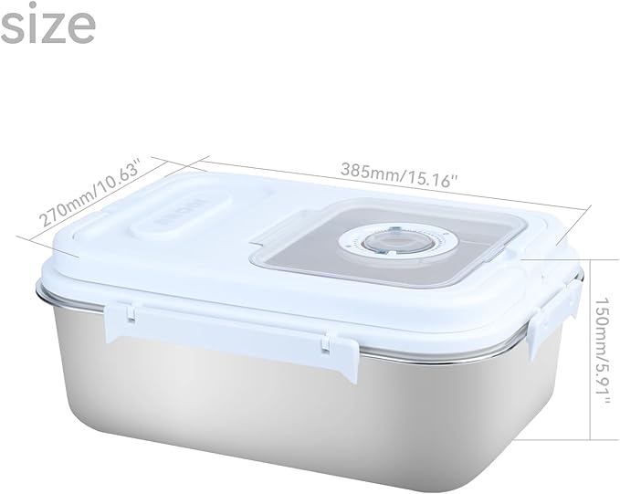 15lbs Stainless Steel Flour Storage Bin Airtight Rice Storage Container Metal Cereal Grain Dry Food Storage Boxes for Kitchen Countertop Pantry, Silver