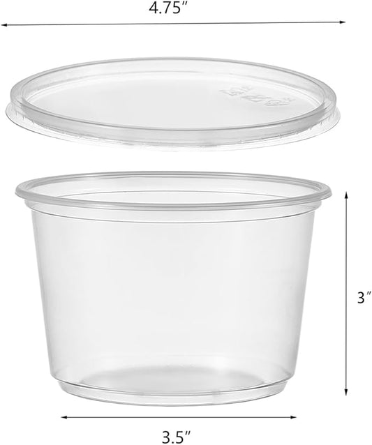 FULING [50 Set - 16 oz. Plastic Deli Disposable Food Storage Containers With Airtight Lids …